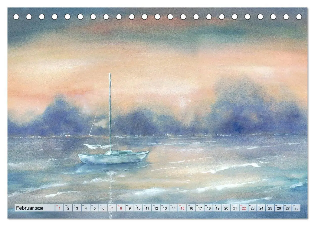 Bild: 9783516051179 | Komm mit ans Meer - Aquarelle (Tischkalender 2026 DIN A5 quer),...