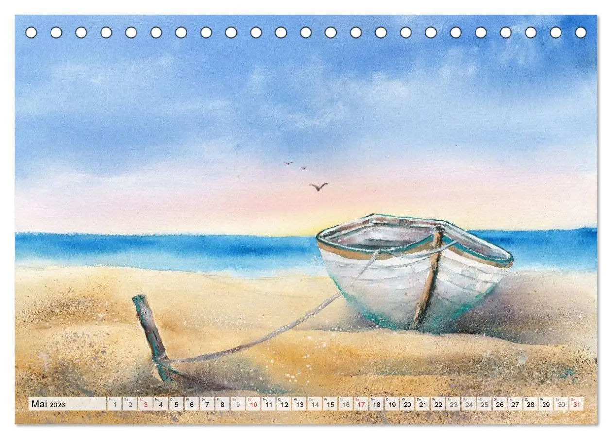 Bild: 9783516051179 | Komm mit ans Meer - Aquarelle (Tischkalender 2026 DIN A5 quer),...