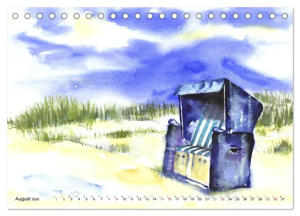 Bild: 9783516051179 | Komm mit ans Meer - Aquarelle (Tischkalender 2026 DIN A5 quer),...