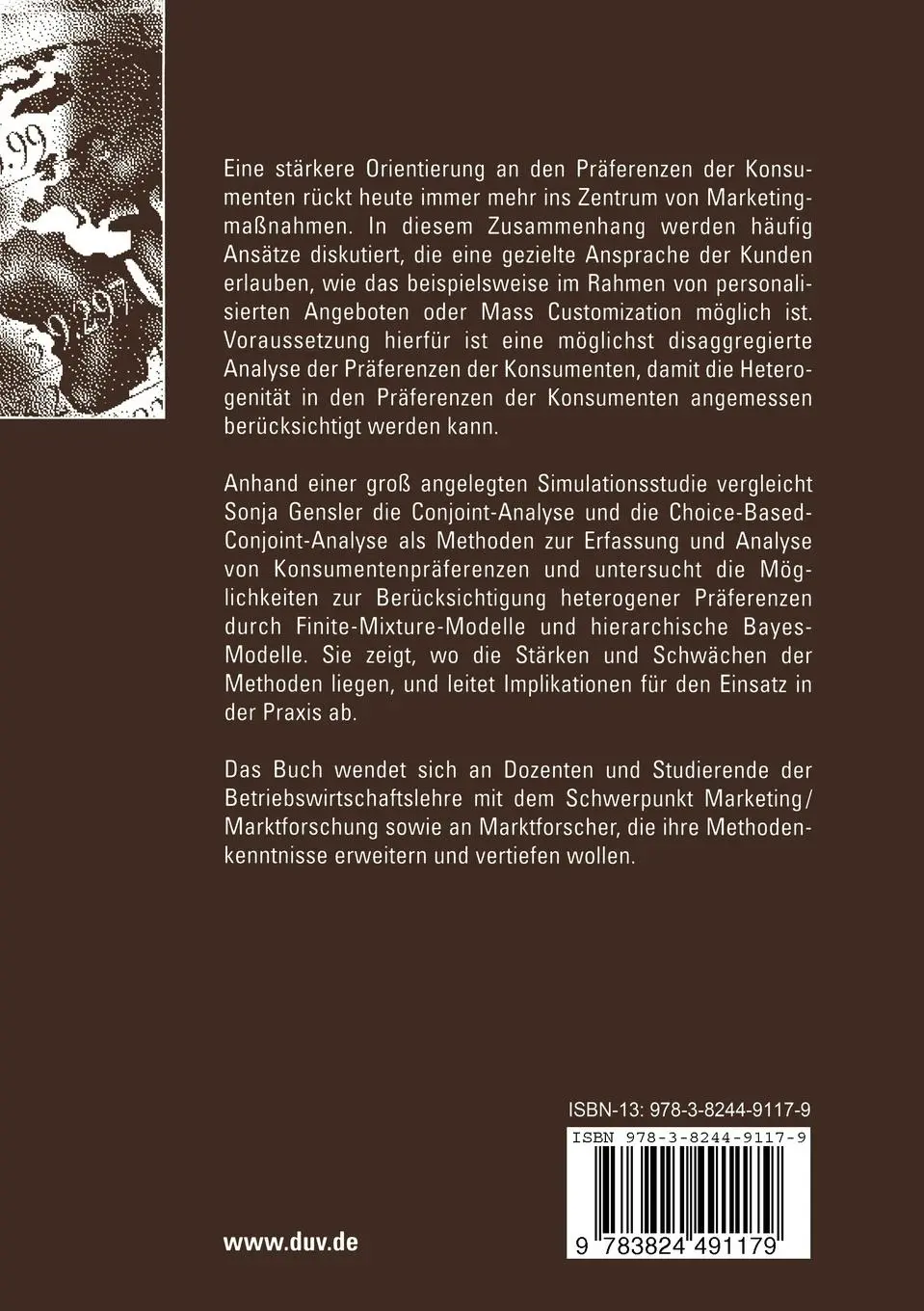Rückseite: 9783824491179 | Heterogenität in der Präferenzanalyse | Sonja Gensler | Taschenbuch