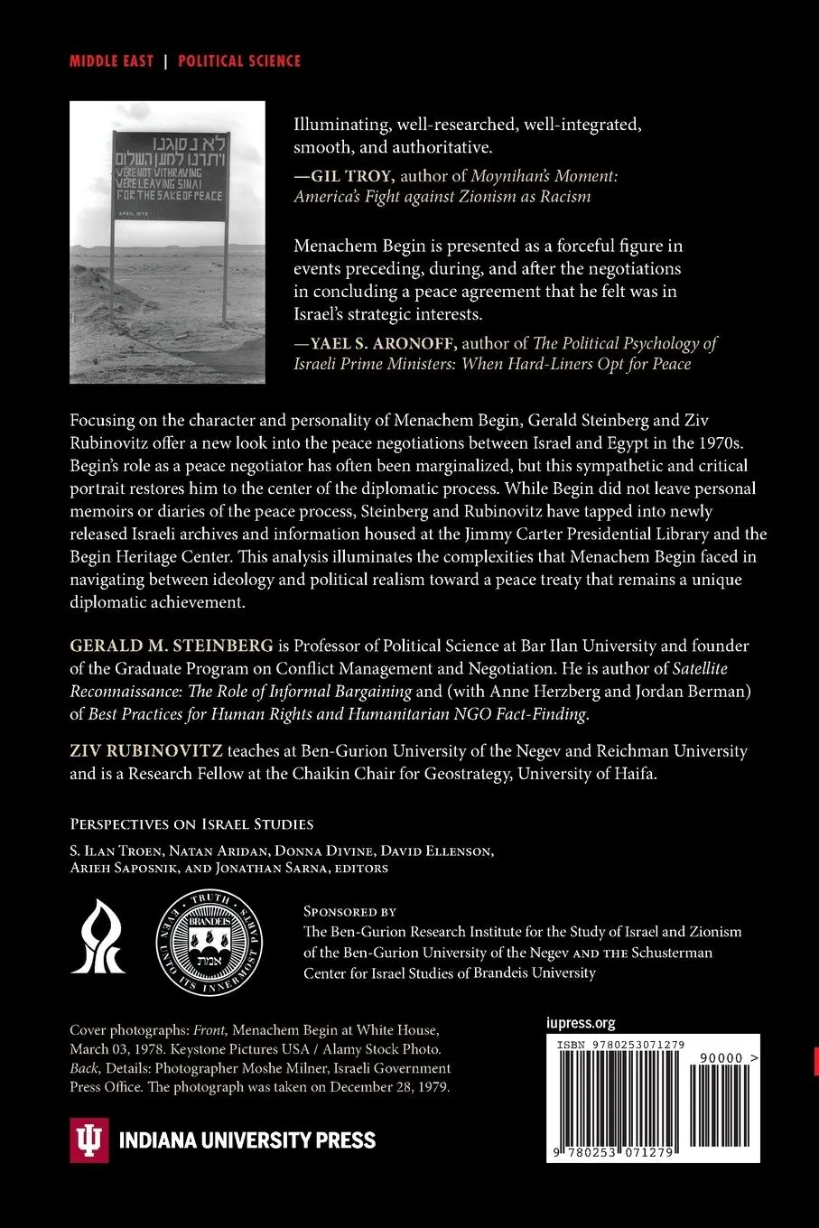 Rückseite: 9780253071279 | Menachem Begin and the Israel-Egypt Peace Process | Steinberg (u. a.)