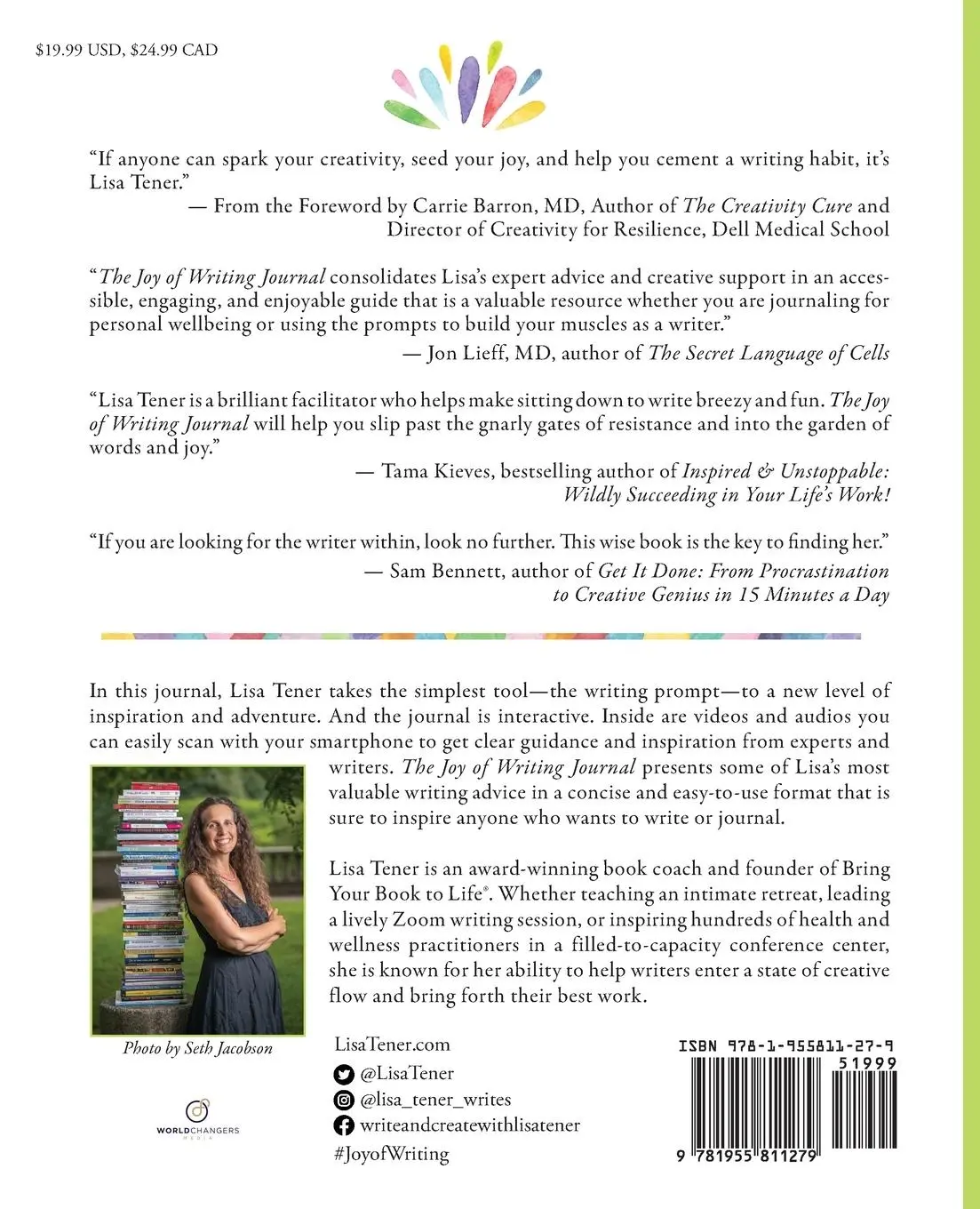 Rückseite: 9781955811279 | The Joy of Writing Journal | Lisa Tener | Taschenbuch | Englisch