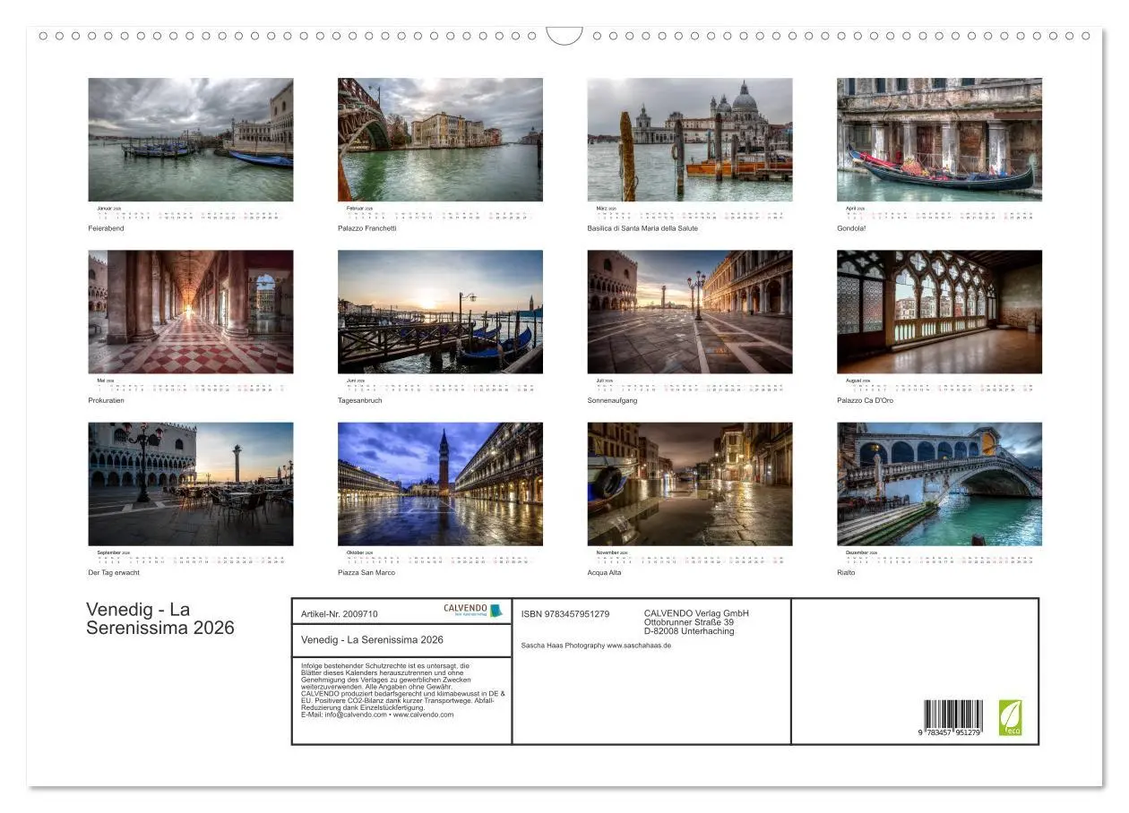 Bild: 9783457951279 | Venedig - La Serenissima 2026 (Wandkalender 2026 DIN A2 quer),...