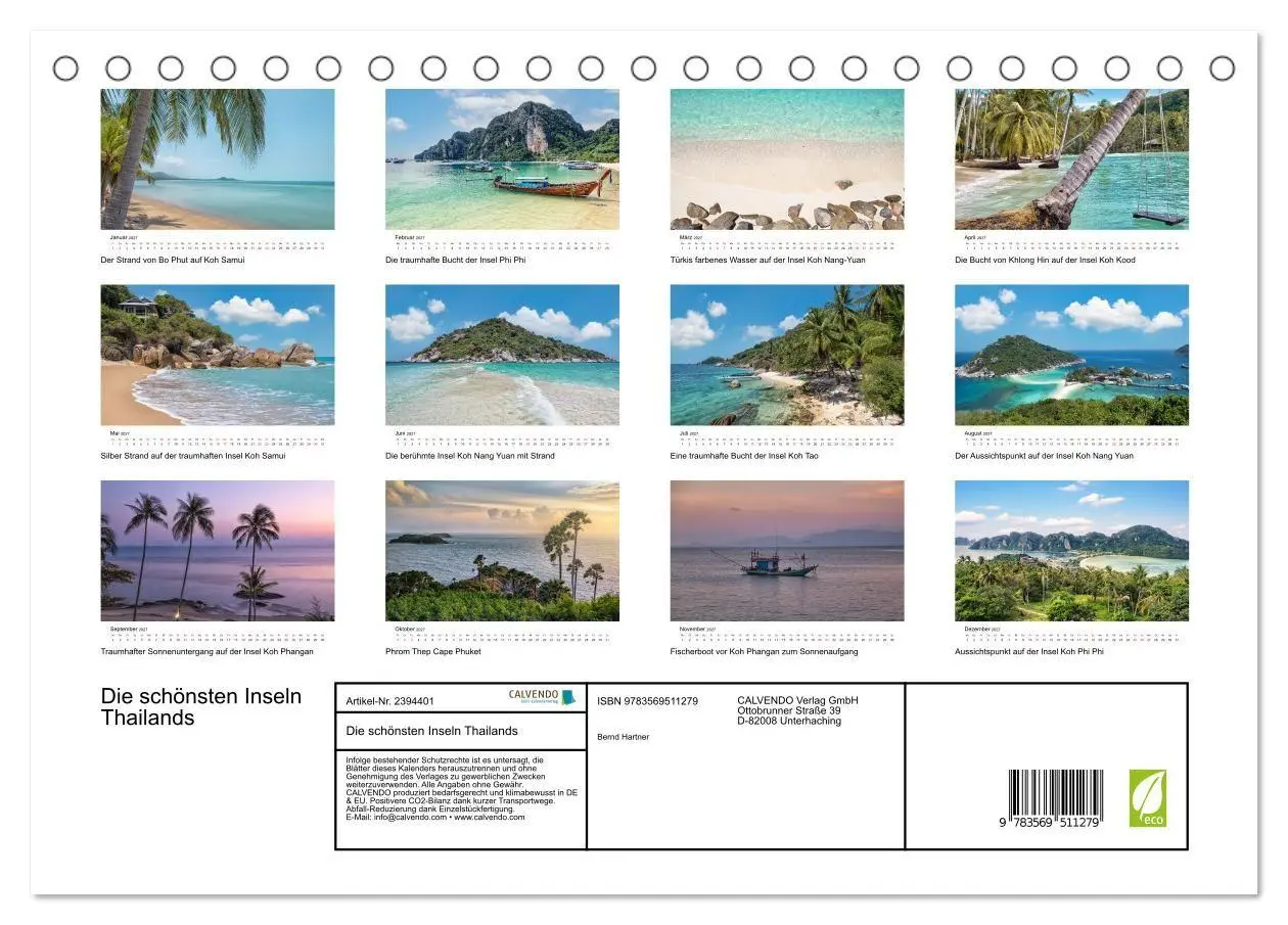 Bild: 9783569511279 | Die schönsten Inseln Thailands (Tischkalender 2027 DIN A5 quer),...