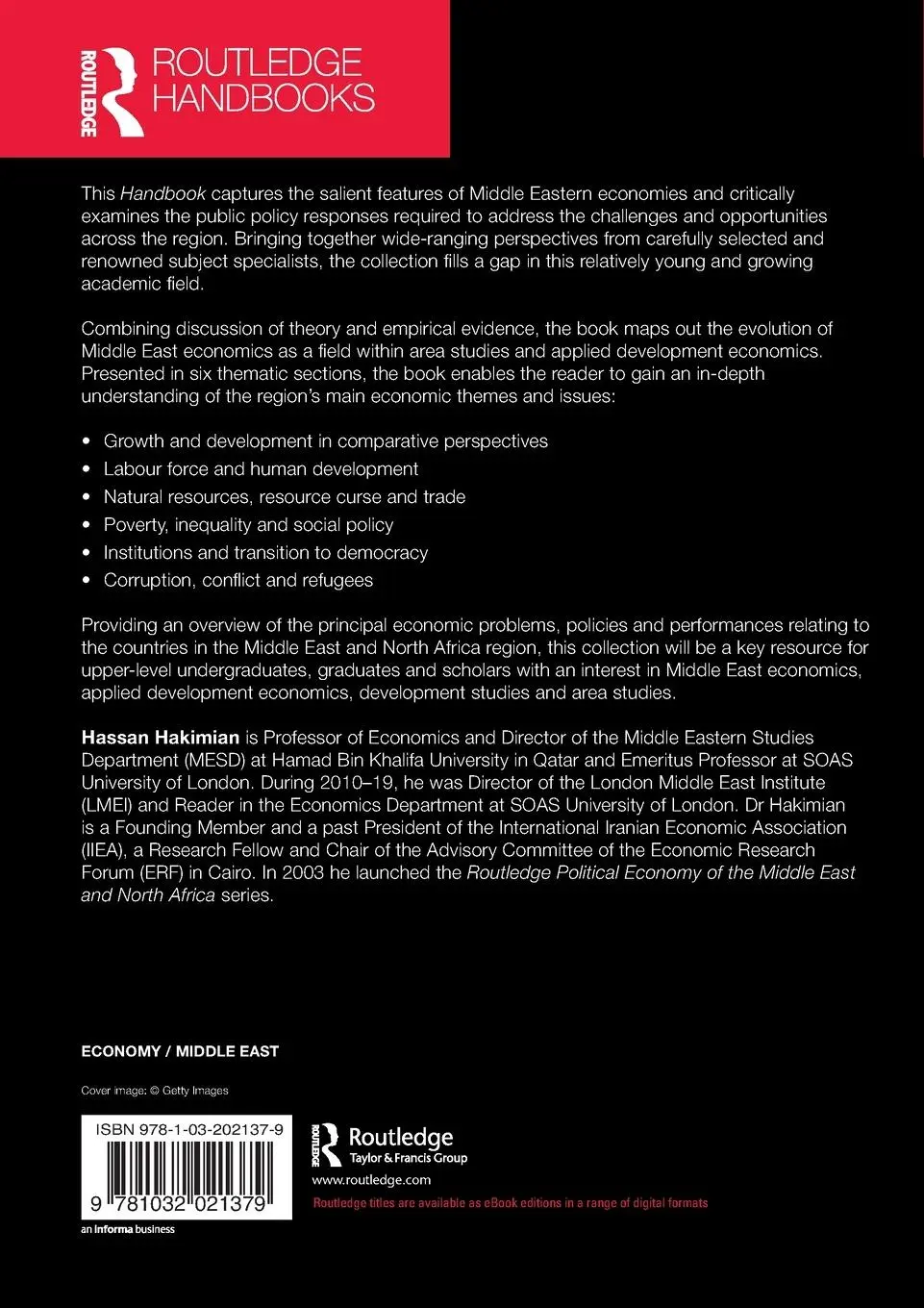Rückseite: 9781032021379 | The Routledge Handbook on the Middle East Economy | Hassan Hakimian