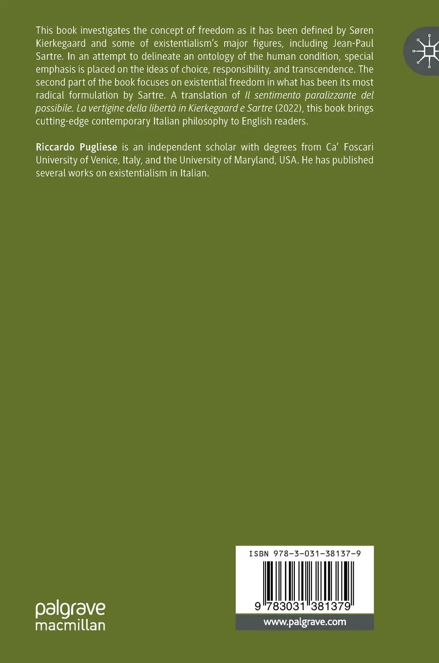 Rückseite: 9783031381379 | The Dizziness of Freedom in Kierkegaard and Sartre | Riccardo Pugliese