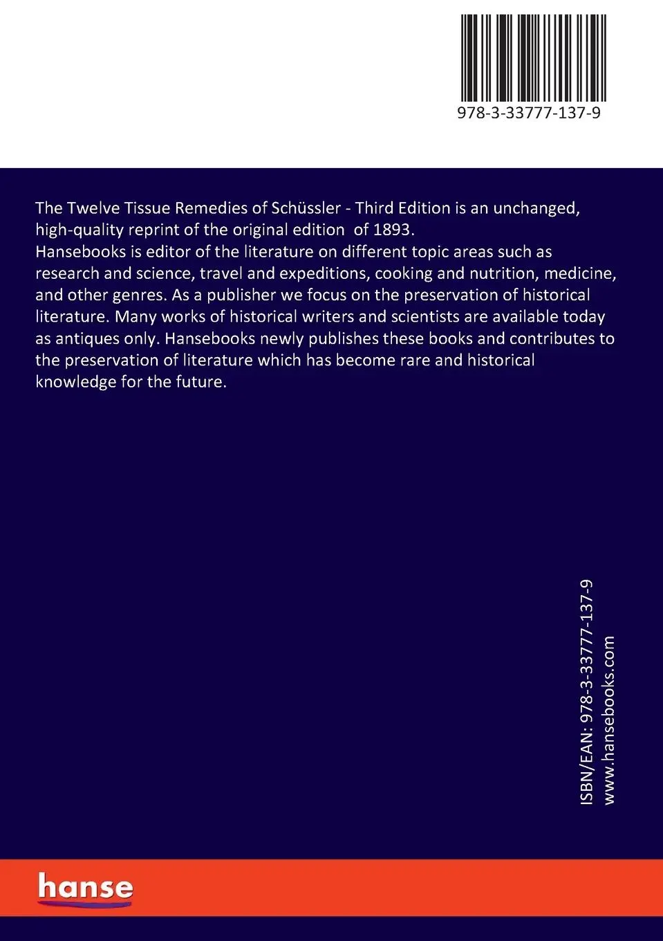 Rückseite: 9783337771379 | The Twelve Tissue Remedies of Schüssler | Third Edition | Taschenbuch