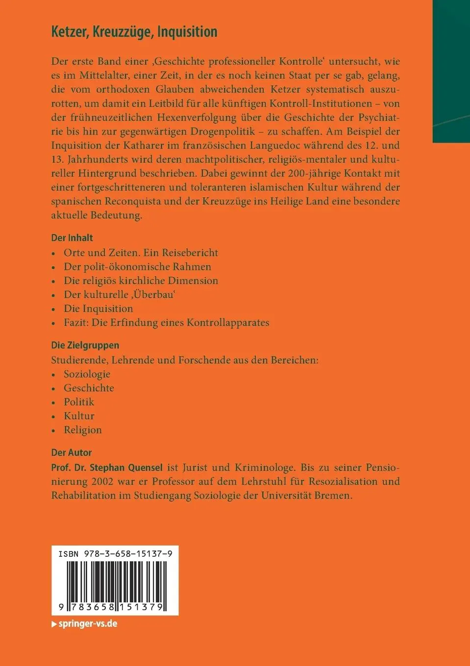 Rückseite: 9783658151379 | Ketzer, Kreuzzüge, Inquisition | Die Vernichtung der Katharer | Buch
