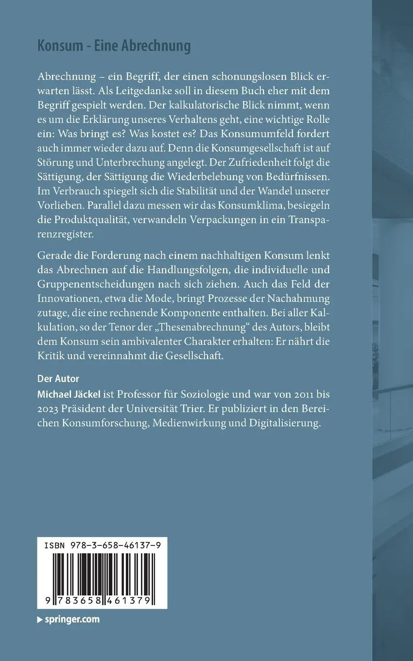 Rückseite: 9783658461379 | Konsum - Eine Abrechnung | Michael Jäckel | Taschenbuch | x | Deutsch