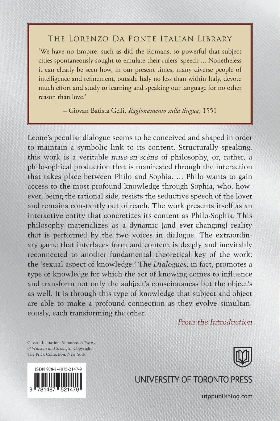 Rückseite: 9781487521479 | Dialogues of Love | Leone Ebreo | Taschenbuch | Englisch | 2016