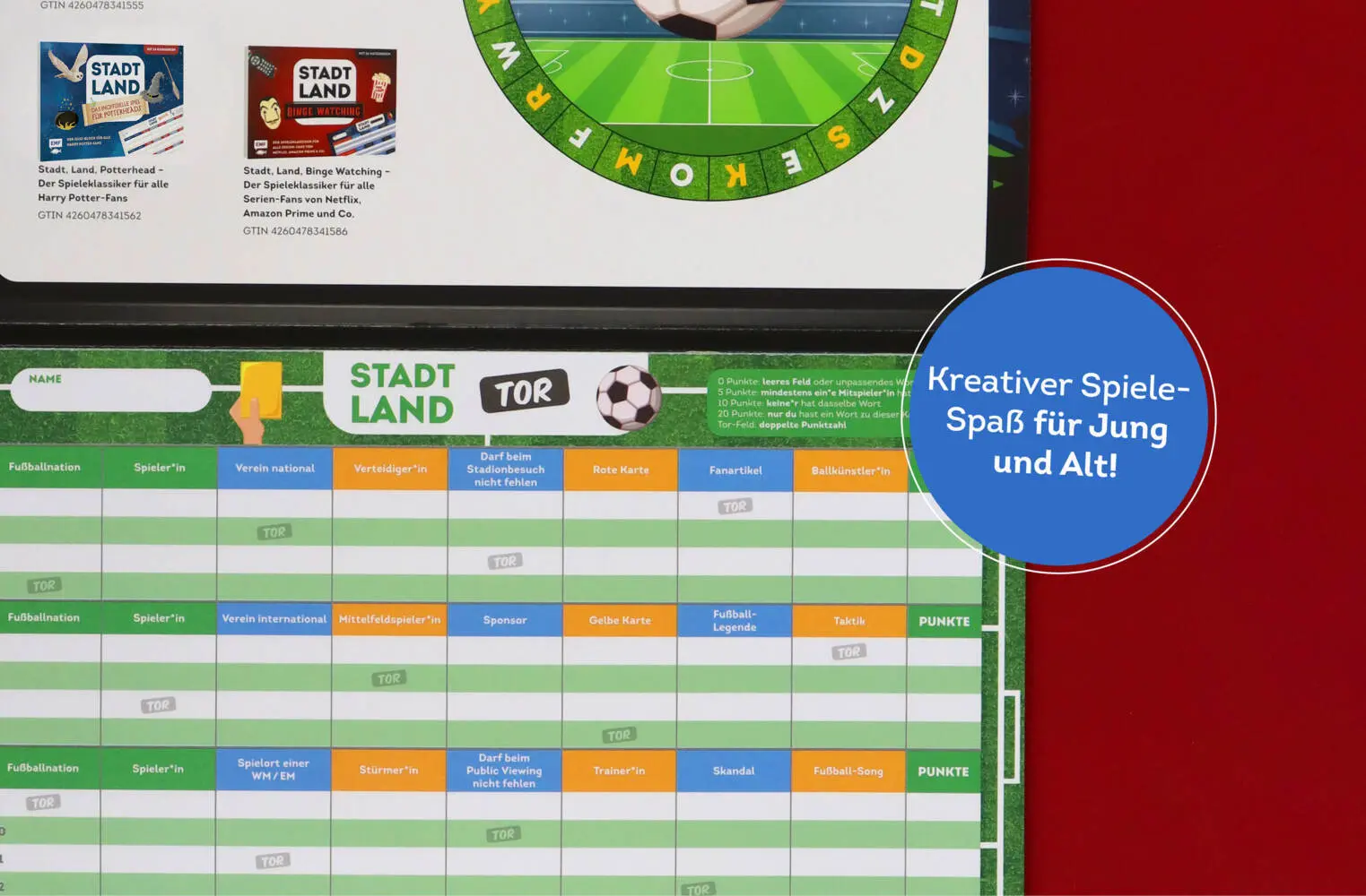 Bild: 4260478341579 | Stadt, Land, Tor - Der Spieleklassiker für alle Fußball-Fans | Spiel
