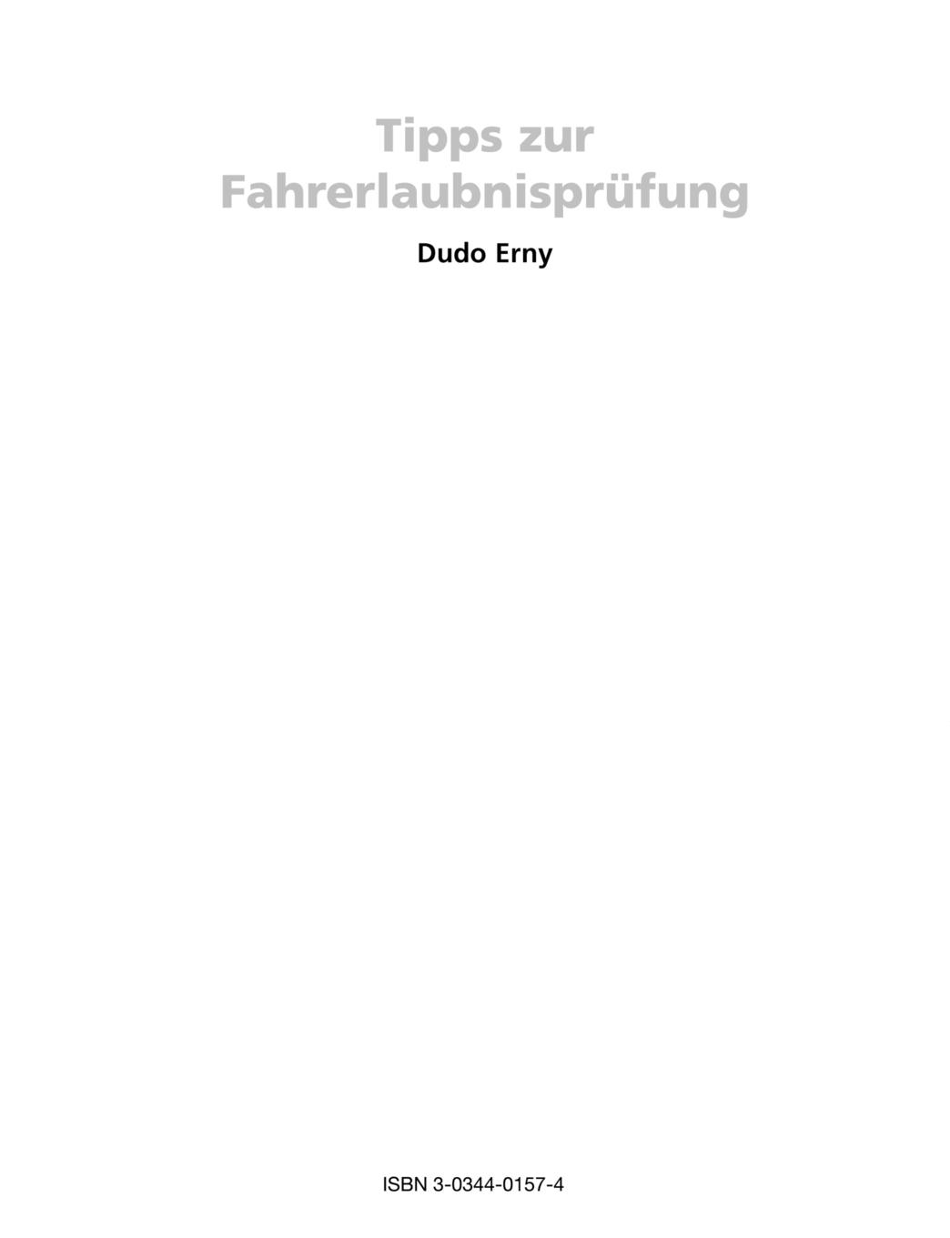 Rückseite: 9783034401579 | Tipps zur Fahrerlaubnisprüfung | Dudo Erny | Taschenbuch | 80 S.