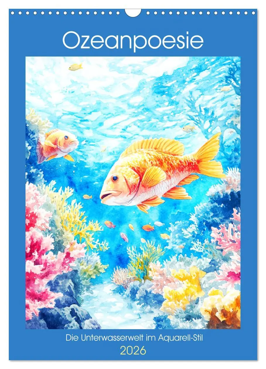 Cover: 9783457301579 | Ozeanpoesie. Die Unterwasserwelt im Aquarell-Stil (Wandkalender...