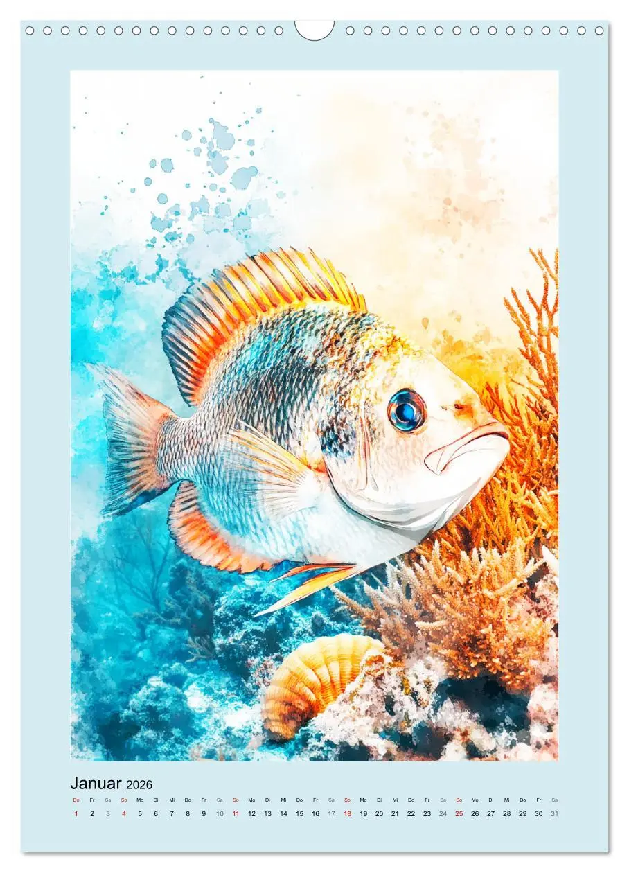 Bild: 9783457301579 | Ozeanpoesie. Die Unterwasserwelt im Aquarell-Stil (Wandkalender...