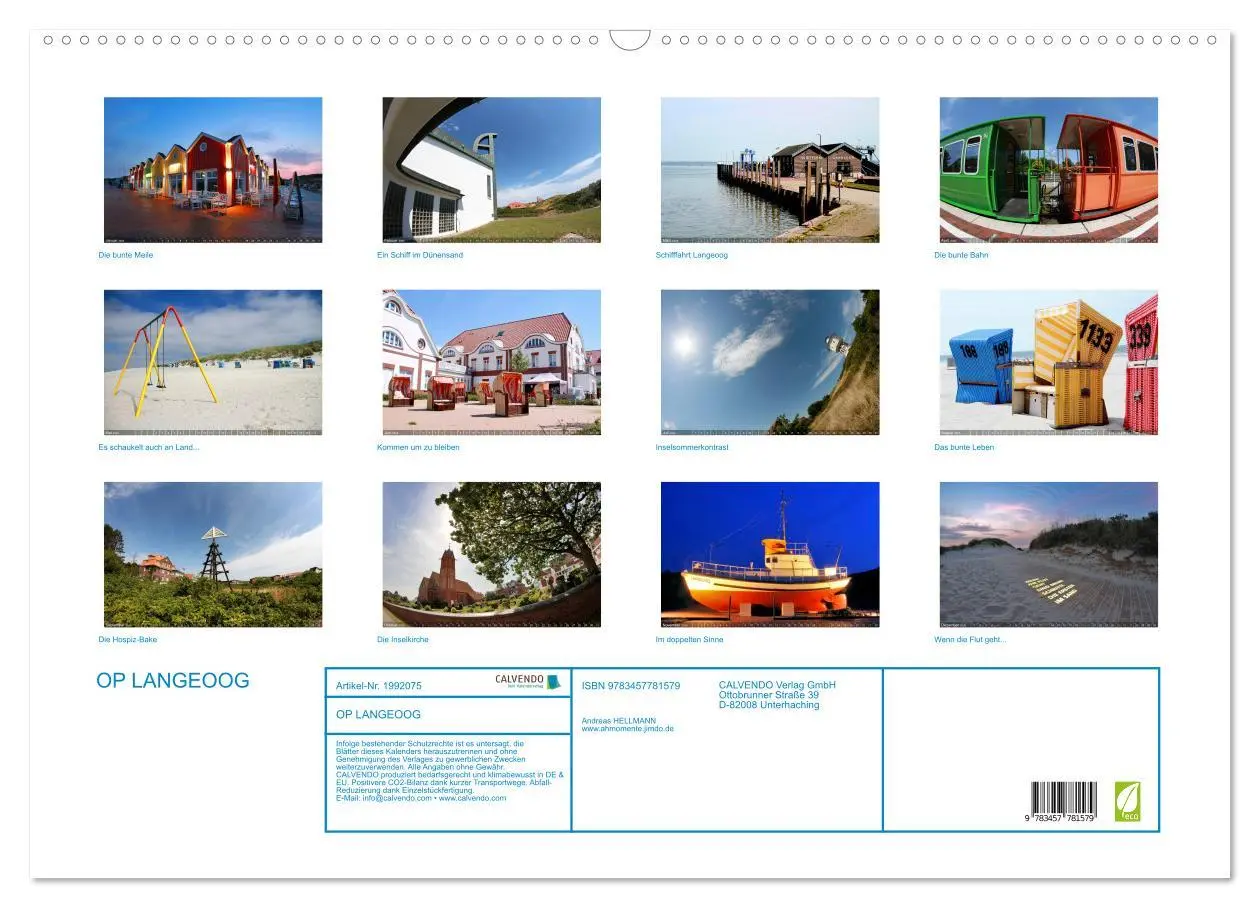 Bild: 9783457781579 | OP LANGEOOG (Wandkalender 2026 DIN A2 quer), CALVENDO Monatskalender