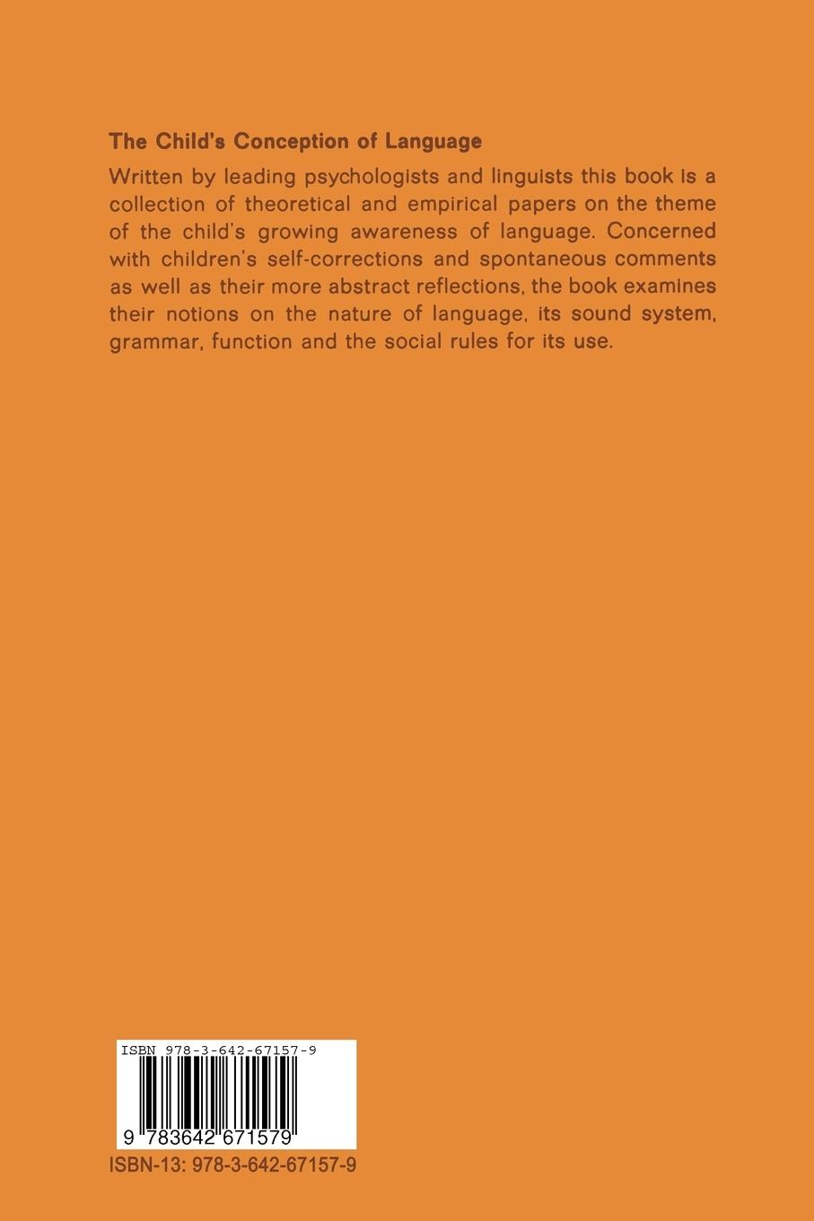 Rückseite: 9783642671579 | The Child's Conception of Language | A. Sinclair (u. a.) | Taschenbuch