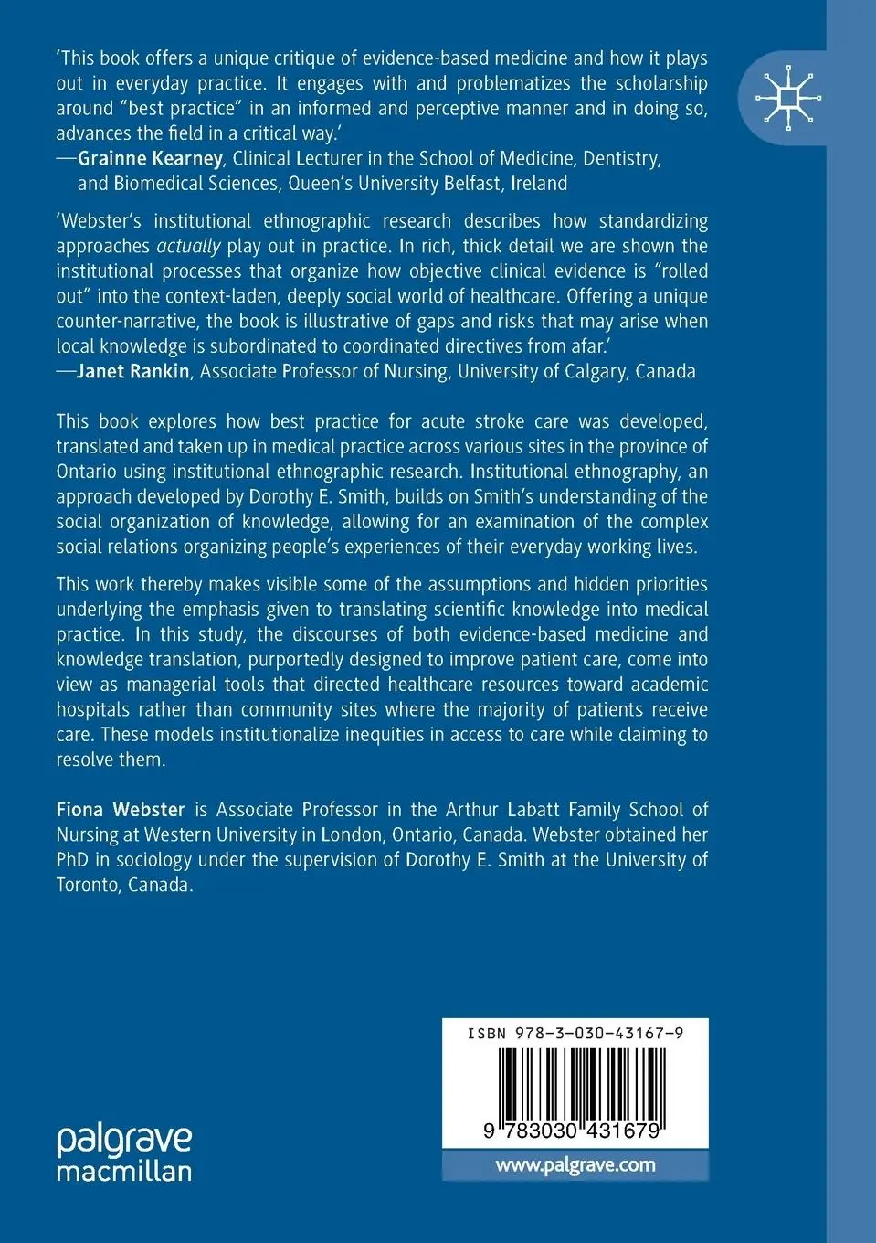 Rückseite: 9783030431679 | The Social Organization of Best Practice | Fiona Webster | Taschenbuch