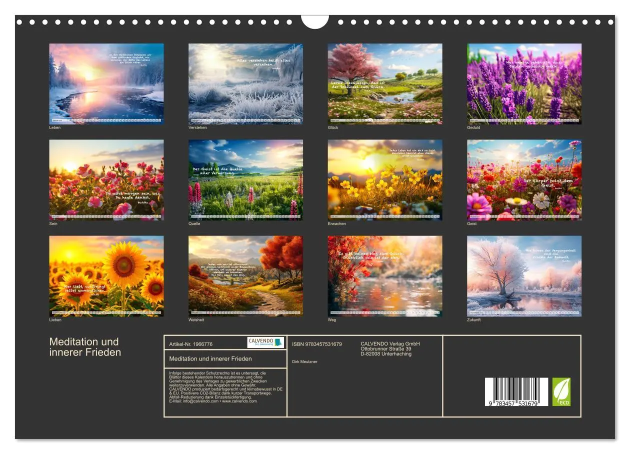 Bild: 9783457531679 | Meditation und innerer Frieden (Wandkalender 2026 DIN A3 quer),...