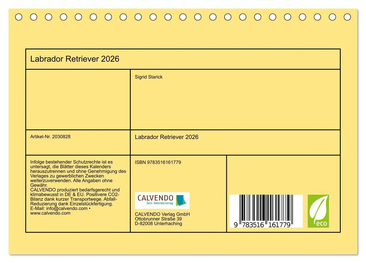 Bild: 9783516161779 | Labrador Retriever 2026 (Tischkalender 2026 DIN A5 quer), CALVENDO...