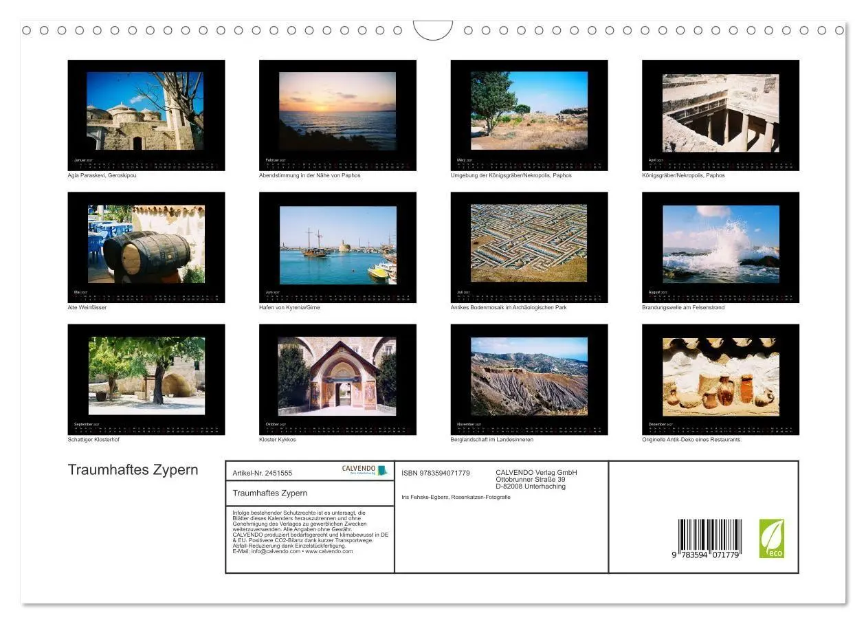 Bild: 9783594071779 | Traumhaftes Zypern (Wandkalender 2027 DIN A3 quer), CALVENDO...
