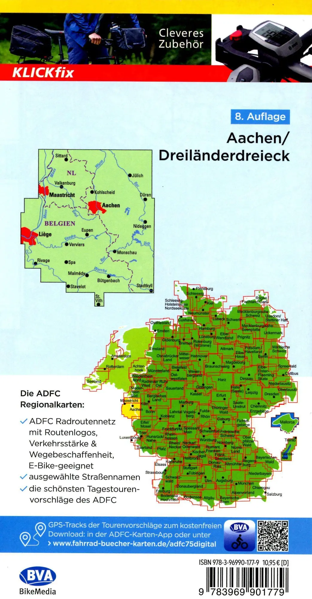Bild: 9783969901779 | ADFC-Regionalkarte Aachen Dreiländereck, 1:75.000, reiß- und...