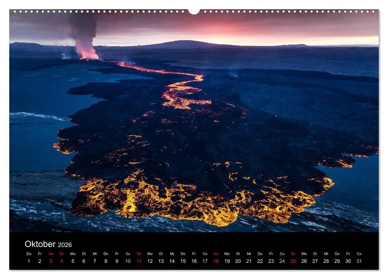 Bild: 9783516081879 | Vulkanausbruch - Island (Wandkalender 2026 DIN A2 quer), CALVENDO...