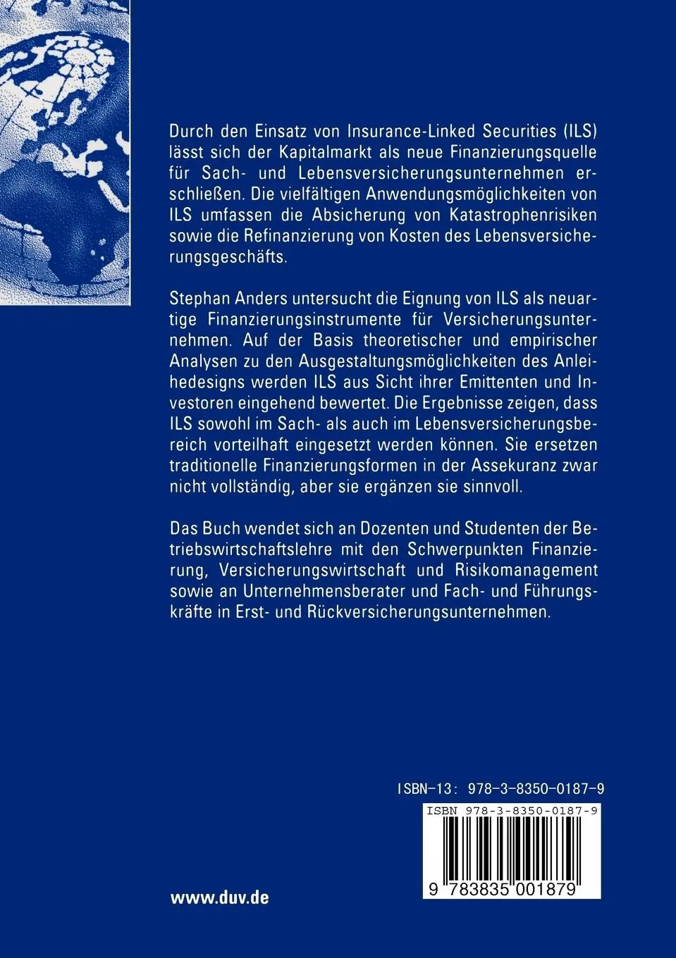 Rückseite: 9783835001879 | Insurance-Linked Securities | Stephan Anders | Taschenbuch | xx | 2005