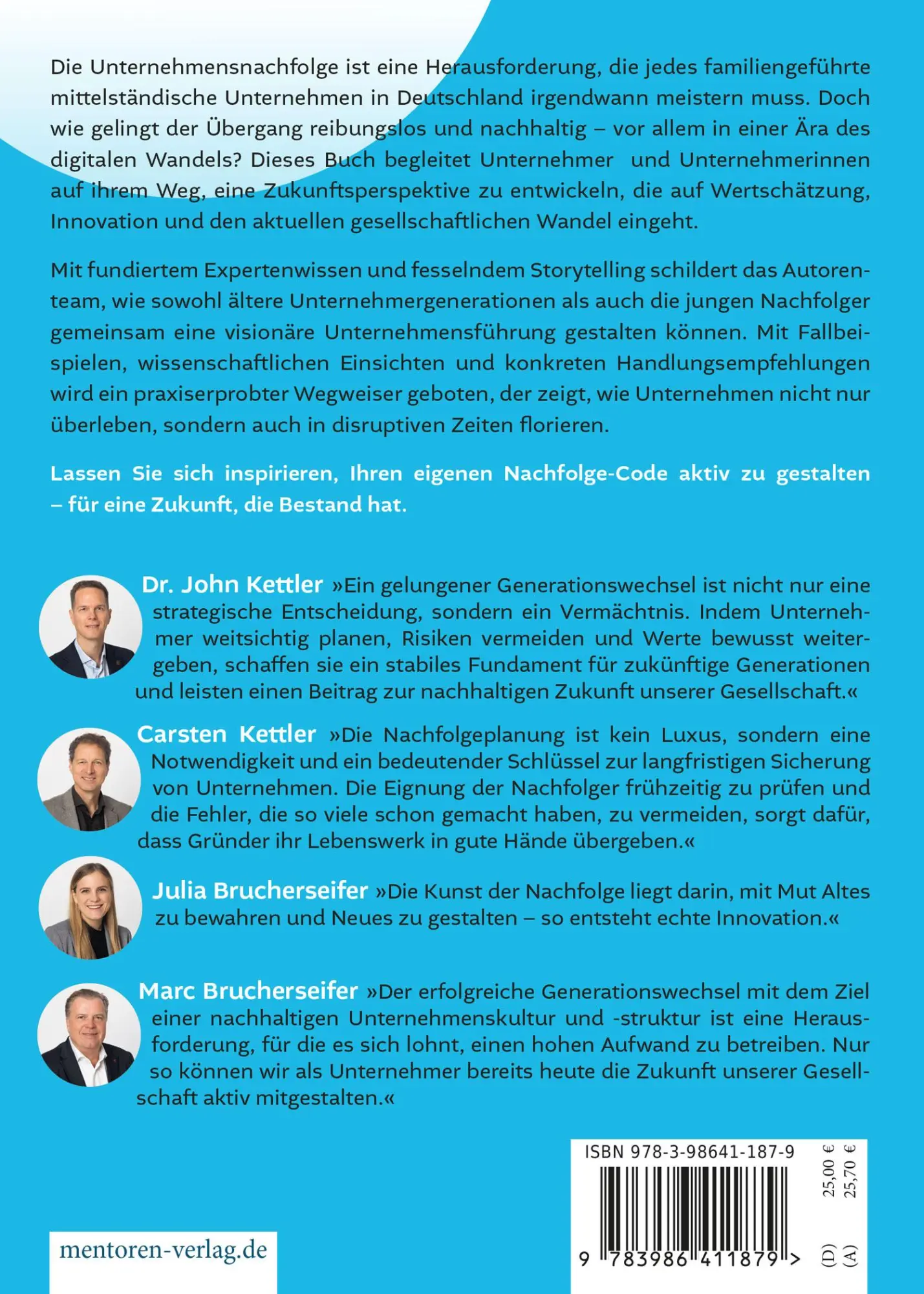 Rückseite: 9783986411879 | Der Nachfolge-Code | Carsten Kettler (u. a.) | Buch | 246 S. | Deutsch