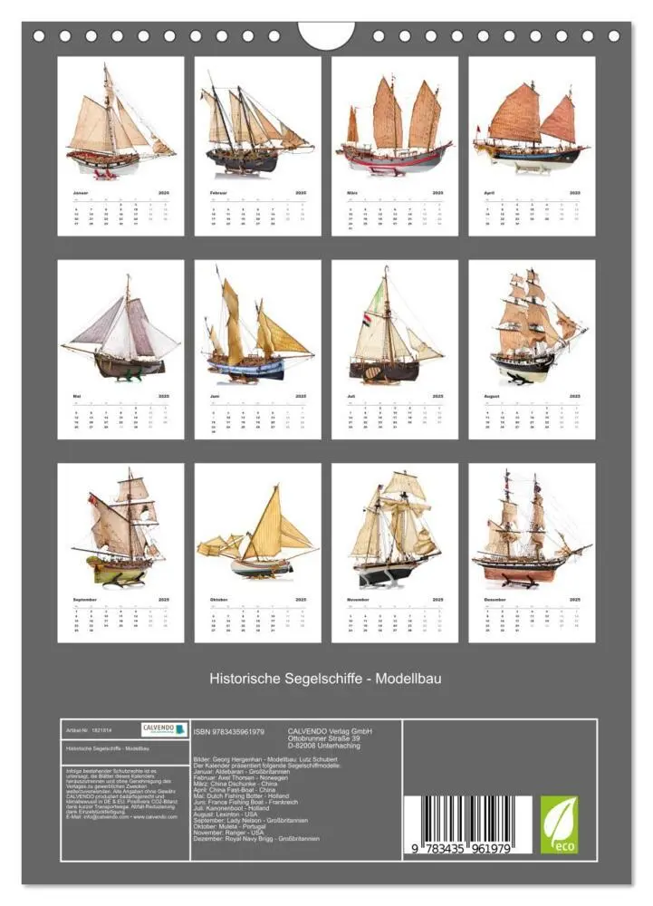 Bild: 9783435961979 | Historische Segelschiffe - Modellbau (Wandkalender 2025 DIN A4...