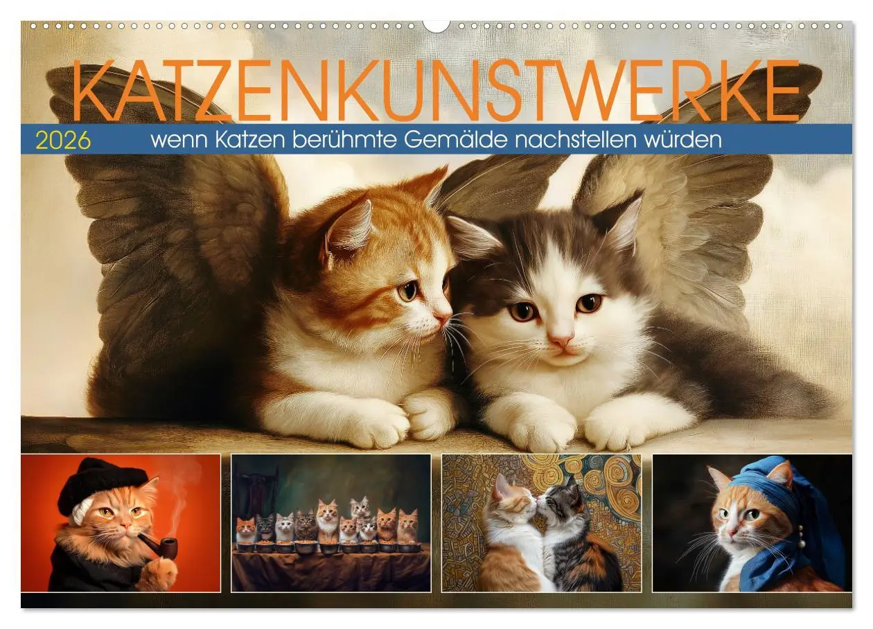 Cover: 9783457361979 | Katzenkunstwerke (Wandkalender 2026 DIN A2 quer), CALVENDO...