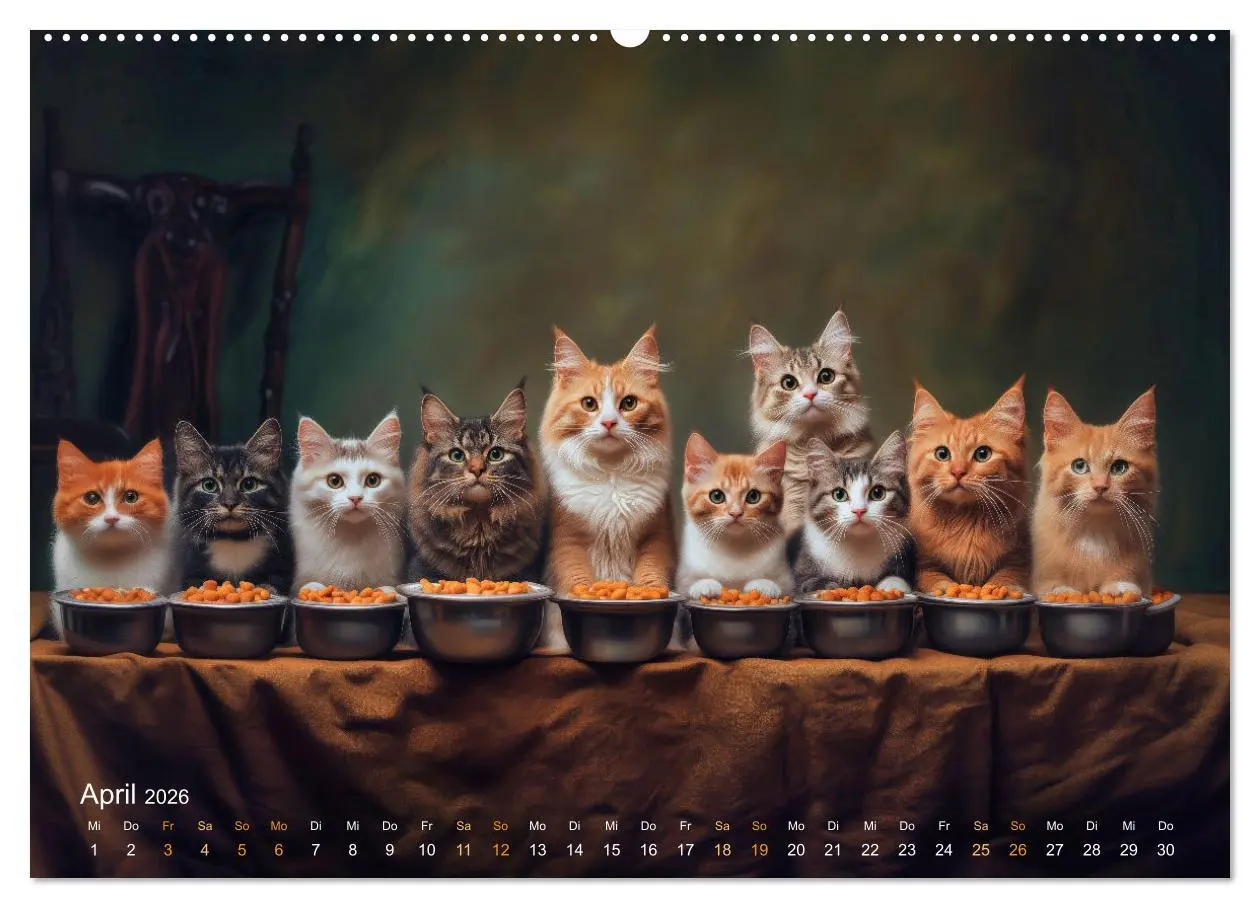 Bild: 9783457361979 | Katzenkunstwerke (Wandkalender 2026 DIN A2 quer), CALVENDO...