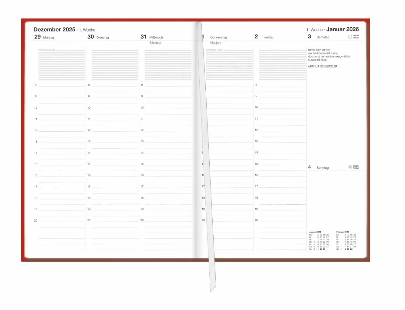 Bild: 9783756411979 | Terminer A5, geprägt rot 2026 | Buch | Bürokalender Heye | 152 S.