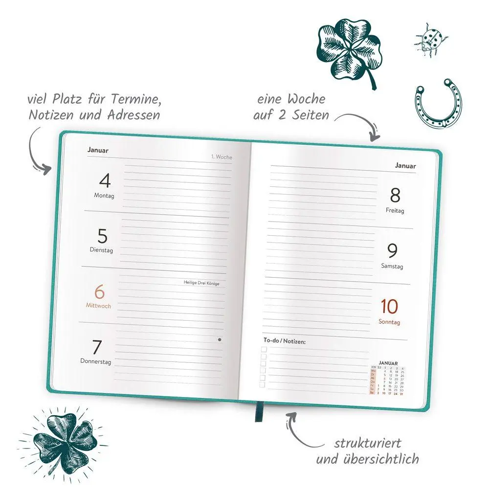 Bild: 4251901512079 | TRÖTSCH - Taschenkalender A6 Soft Touch Glück 2027 | KG | Kalender