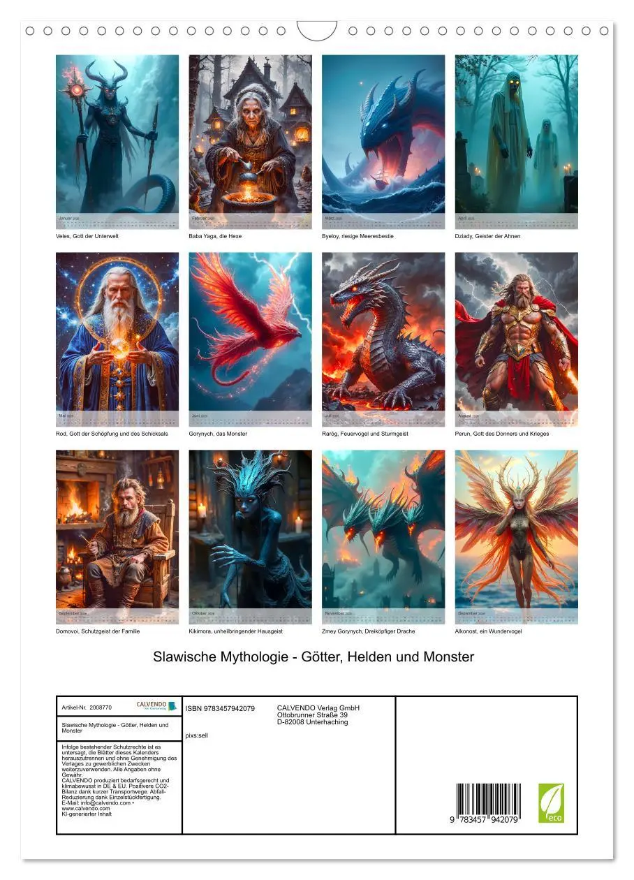 Bild: 9783457942079 | Slawische Mythologie - Götter, Helden und Monster (Wandkalender...