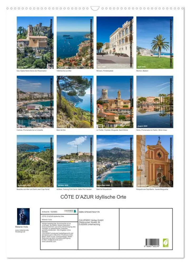 Bild: 9783457002179 | CÔTE D'AZUR Idyllische Orte (Wandkalender 2025 DIN A2 hoch),...