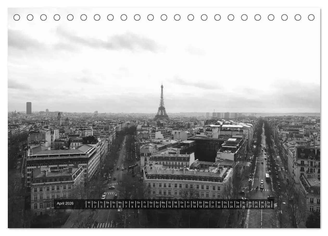 Bild: 9783516022179 | Paris - in schwarz und weiss (Tischkalender 2026 DIN A5 quer),...