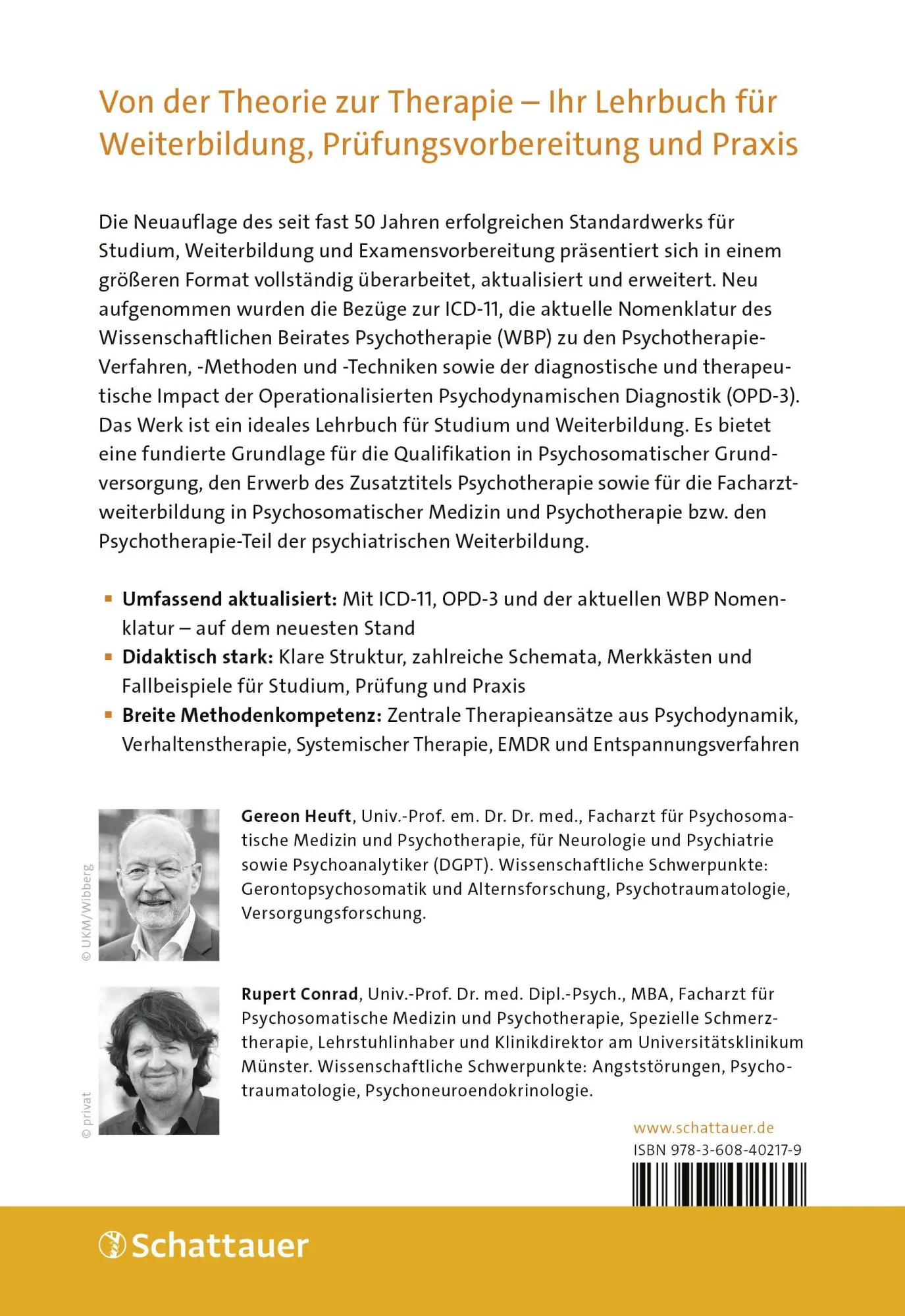 Rückseite: 9783608402179 | Lehrbuch Psychosomatische Medizin und Psychotherapie | Heuft (u. a.)