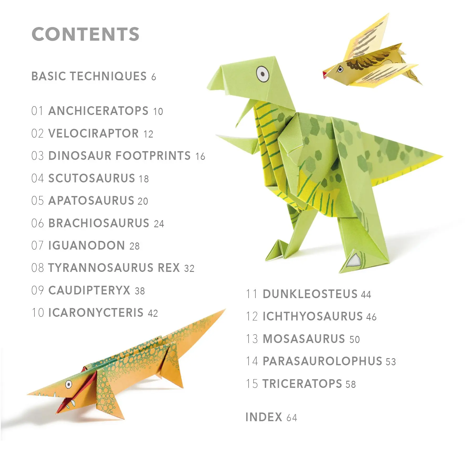 Bild: 9781800652279 | Origami Dinosaurs | Paper Block Plus 64-Page Book | Takai (u. a.)