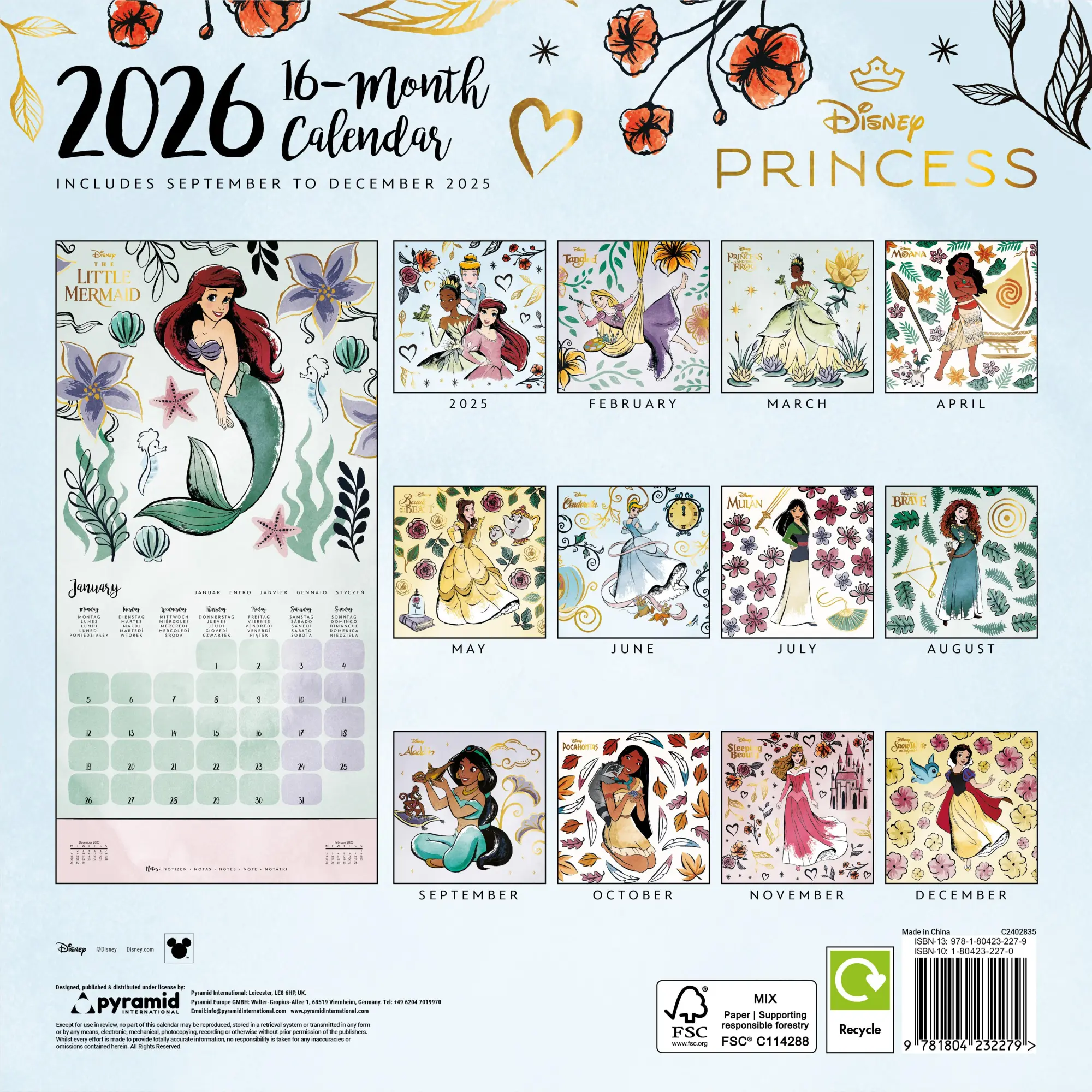 Rückseite: 9781804232279 | DISNEY PRINCESS - Broschürenkalender im Format 30 x 30 | Kalender