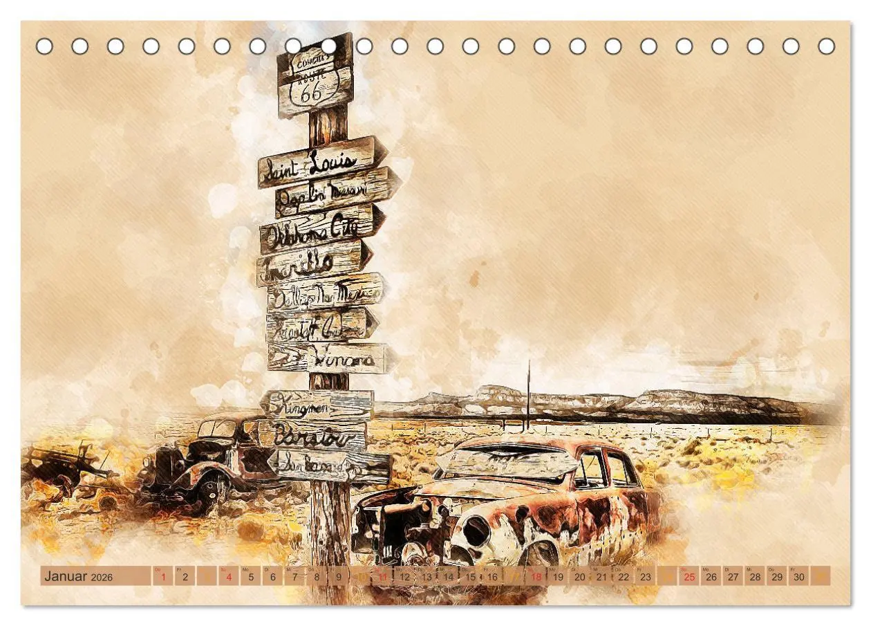 Bild: 9783457782279 | Route 66 - 2451 Meilen Nostalgie (Tischkalender 2026 DIN A5 quer),...