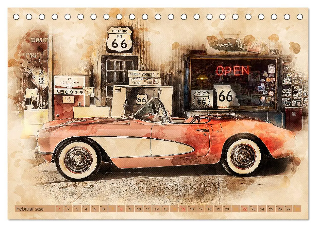 Bild: 9783457782279 | Route 66 - 2451 Meilen Nostalgie (Tischkalender 2026 DIN A5 quer),...