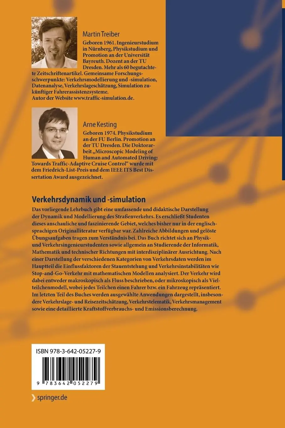 Rückseite: 9783642052279 | Verkehrsdynamik und -simulation | Arne Kesting (u. a.) | Taschenbuch