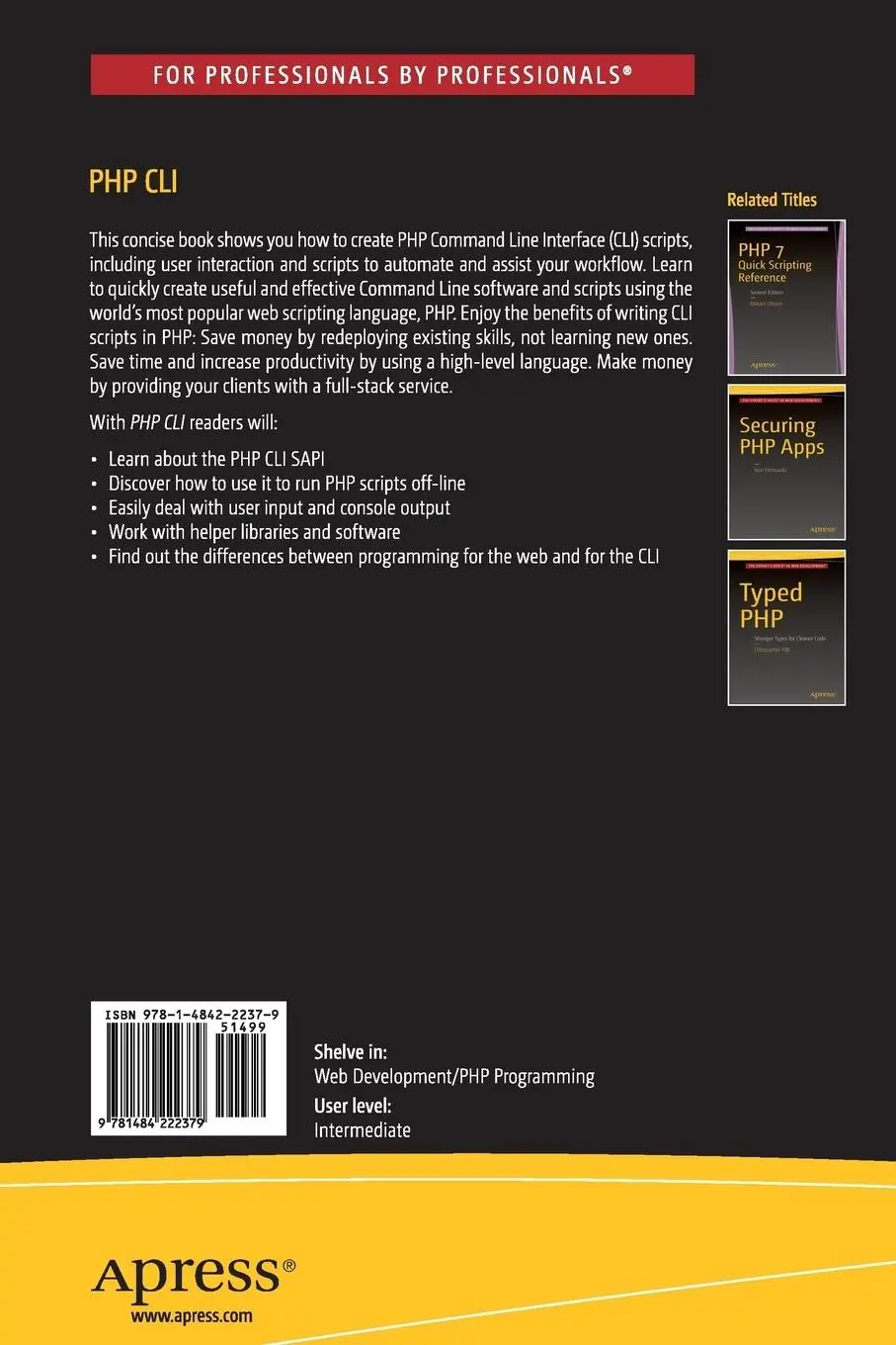 Rückseite: 9781484222379 | PHP CLI | Create Command Line Interface Scripts with PHP | Rob Aley