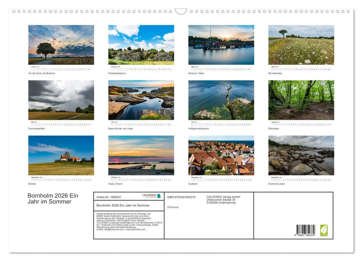 Bild: 9783457842379 | Bornholm 2026 Ein Jahr im Sommer (Wandkalender 2026 DIN A2 quer),...