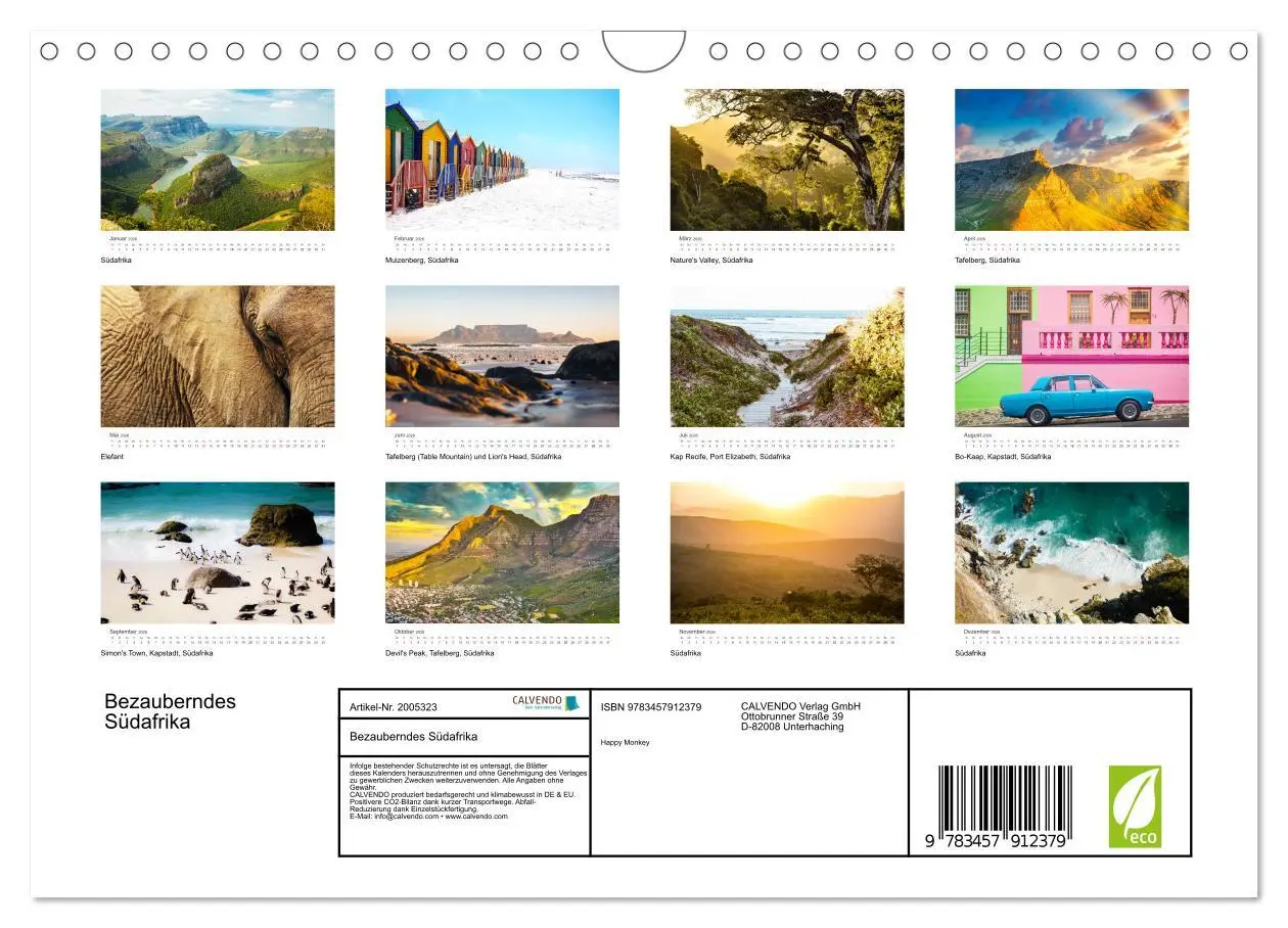 Bild: 9783457912379 | Bezauberndes Südafrika (Wandkalender 2026 DIN A4 quer), CALVENDO...