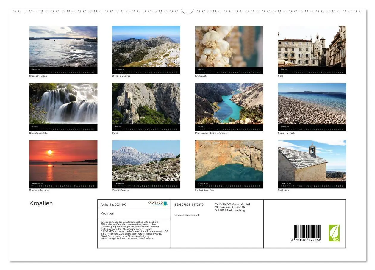 Bild: 9783516172379 | Kroatien (hochwertiger Premium Wandkalender 2026 DIN A2 quer),...