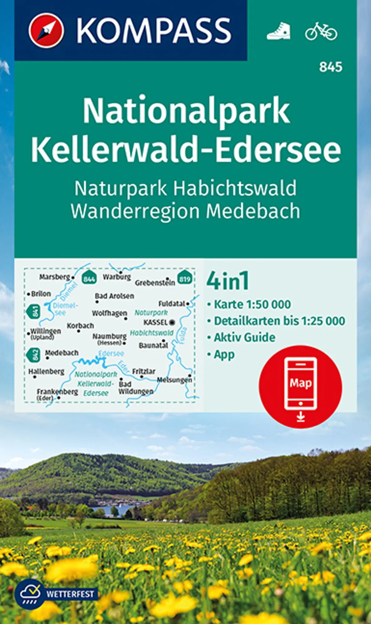 Cover: 9783991212379 | KOMPASS Wanderkarte 845 Nationalpark Kellerwald-Edersee, Naturpark...