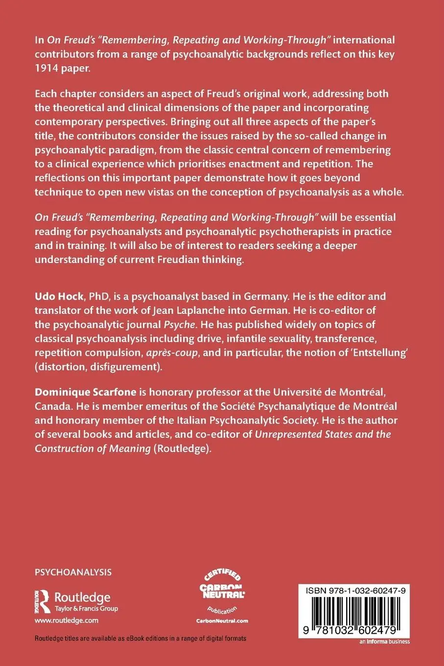 Rückseite: 9781032602479 | On Freud's "Remembering, Repeating and Working-Through" | Hock (u. a.)