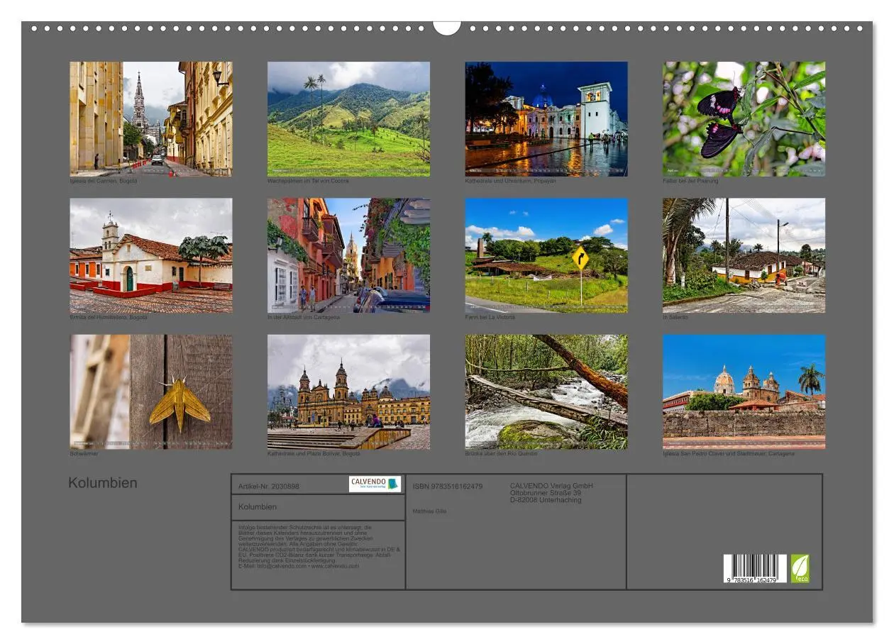Bild: 9783516162479 | Kolumbien (Wandkalender 2026 DIN A2 quer), CALVENDO Monatskalender