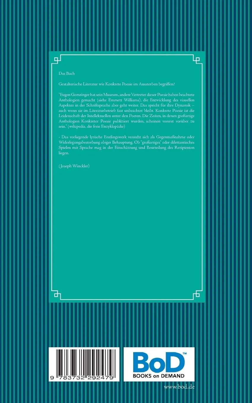 Rückseite: 9783732292479 | leistungsoptimierung | gedichte | Joseph Winckler | Taschenbuch | 2013
